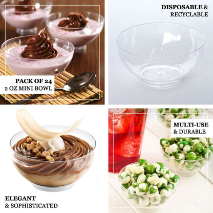 24 - Pack Plastic Mini Dipping Bowls Clear - Durable Disposable Bowls for Snacks 2oz - NestOCart