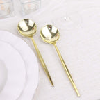 24 - Pack Plastic Spoons Glossy Gold - Premium Heavy Duty Disposable Silverware 8" - Bell Racket Store