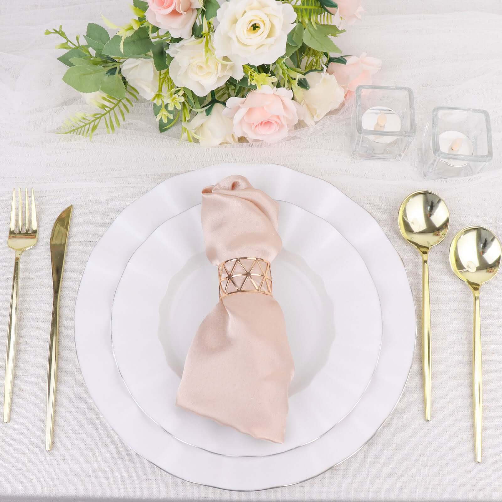 24 - Pack Plastic Spoons Glossy Gold - Premium Heavy Duty Disposable Silverware 8" - Bell Racket Store