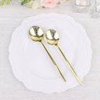 24 - Pack Plastic Spoons Glossy Gold - Premium Heavy Duty Disposable Silverware 8" - Bell Racket Store