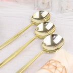 24 - Pack Plastic Spoons Glossy Gold - Premium Heavy Duty Disposable Silverware 8" - Bell Racket Store