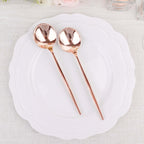 24 - Pack Plastic Spoons Glossy Rose Gold - Premium Heavy Duty Disposable Silverware 8" - Bell Racket Store