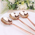 24 - Pack Plastic Spoons Glossy Rose Gold - Premium Heavy Duty Disposable Silverware 8" - Bell Racket Store