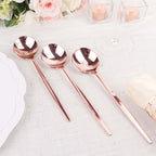 24 - Pack Plastic Spoons Glossy Rose Gold - Premium Heavy Duty Disposable Silverware 8" - Bell Racket Store