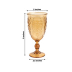 24 - Pack Plastic Wine Glasses 10oz â€“ Amber Gold Vintage Goblets with Retro Embossed Design, Elegant Drinkware - 7" Tall - Bell Racket Store
