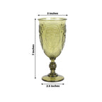 24 - Pack Plastic Wine Glasses 10oz â€“ Transparent Dusty Sage Green Vintage Goblets with Retro Embossed Design, Elegant Drinkware - 7" Tall - Bell Racket Store