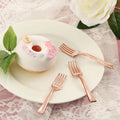 24-Pack Plastic Mini Dessert Forks Rose Gold 4"