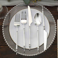 24-Pack Plastic Utensil Set with Roman Column Handle Silver - Disposable Silverware