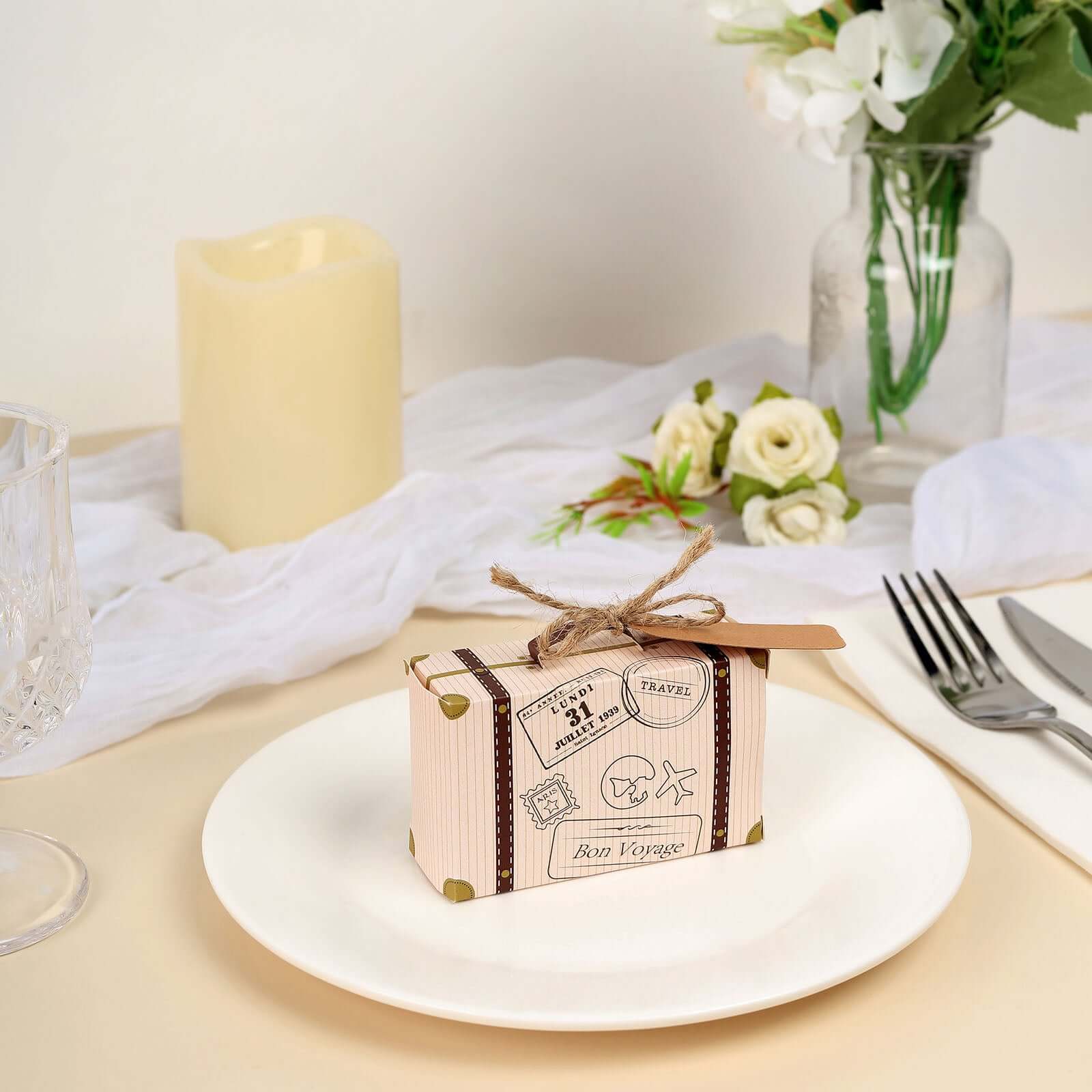 24 Pack Vintage Airplane Suitcase Wedding Party Favor Candy Gift Box