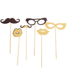 24 Pack Vintage Black Gold Glitter Fun Party Photo Booth Props, DIY Party Theme Supplies - Bell Racket Store