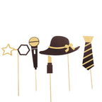 24 Pack Vintage Black Gold Glitter Fun Party Photo Booth Props, DIY Party Theme Supplies - Bell Racket Store