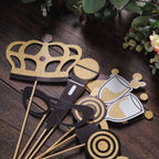 24 Pack Vintage Black Gold Glitter Fun Party Photo Booth Props, DIY Party Theme Supplies - Bell Racket Store