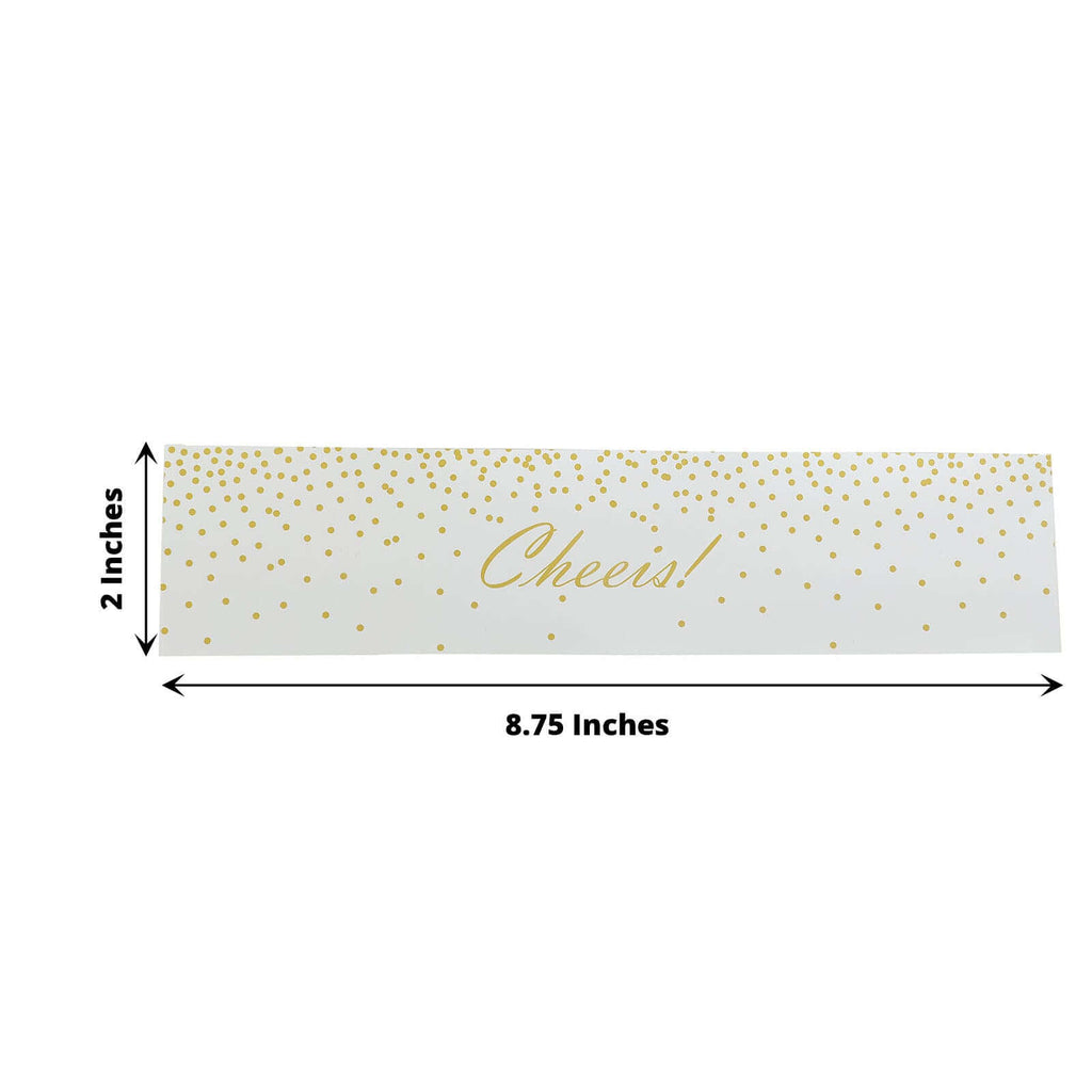 24 Pack White/Gold Water Bottle Labels "Cheers" Wedding Party Waterproof Bottle Stickers - Bell Racket Store