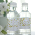 24 Pack White/Gold Water Bottle Labels "Cheers" Wedding Party Waterproof Bottle Stickers - Bell Racket Store