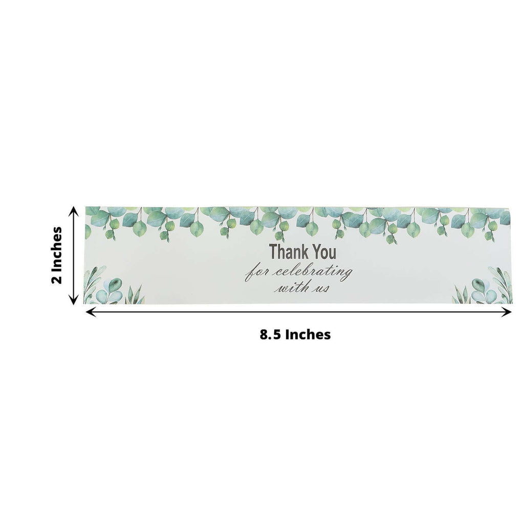 24 Pack White/Green Water Bottle Labels with Leaves Design "Thank You" Party Waterproof Bottle Stickers - Bell Racket Store