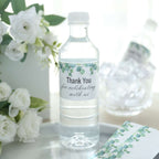 24 Pack White/Green Water Bottle Labels with Leaves Design "Thank You" Party Waterproof Bottle Stickers - Bell Racket Store
