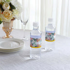 24 Pack White/Pink Water Bottle Labels with Peony Floral Design & Gold Trim, Waterproof Bottle Stickers - Bell Racket Store