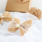 24 Pcs Natural Burlap Flower and Bows Set w Lace Ribbon Craft Supplies, DIY Jute Stick On Ribbon and Bows, 30 Sticker Dots Included, 8 Assorted Styles - Bell Racket Store