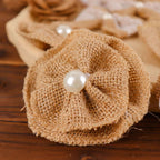 24 Pcs Natural Burlap Flower and Bows Set w Lace Ribbon Craft Supplies, DIY Jute Stick On Ribbon and Bows, 30 Sticker Dots Included, 8 Assorted Styles - Bell Racket Store