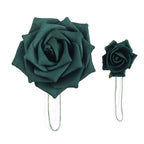 24 Roses 2" Hunter Emerald Green Artificial Foam Flowers With Stem Wire and Leaves - Bell Racket Store