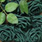 24 Roses 5" Hunter Emerald Green Artificial Foam Flowers With Stem Wire and Leaves - Bell Racket Store