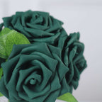 24 Roses 5" Hunter Emerald Green Artificial Foam Flowers With Stem Wire and Leaves - Bell Racket Store