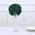 24 Roses 5" Hunter Emerald Green Artificial Foam Flowers With Stem Wire and Leaves - Bell Racket Store