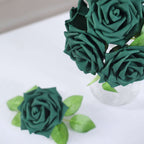 24 Roses 5" Hunter Emerald Green Artificial Foam Flowers With Stem Wire and Leaves - Bell Racket Store