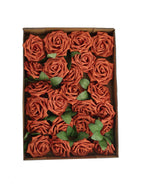 24 Roses 5" Terracotta (Rust) Artificial Foam Flowers With Stem Wire and Leaves - Bell Racket Store