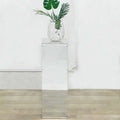 24" Silver Mirror Finish Acrylic Display Box, Pedestal Riser with Interchangeable Lid and Base