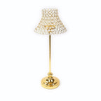 24" Tall Crystal Beaded Candle Stand â€“ Gold Metal Centerpiece with Lamp - Inspired Shade for Tables & Events - Bell Racket Store