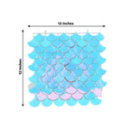 24sq.ft Shiny Iridescent Blue Sequin Shimmer Wall Photo Backdrop with Mermaid Scales Pattern, Party Wall Art DÃ©cor Panels - 24 Panels - Bell Racket Store