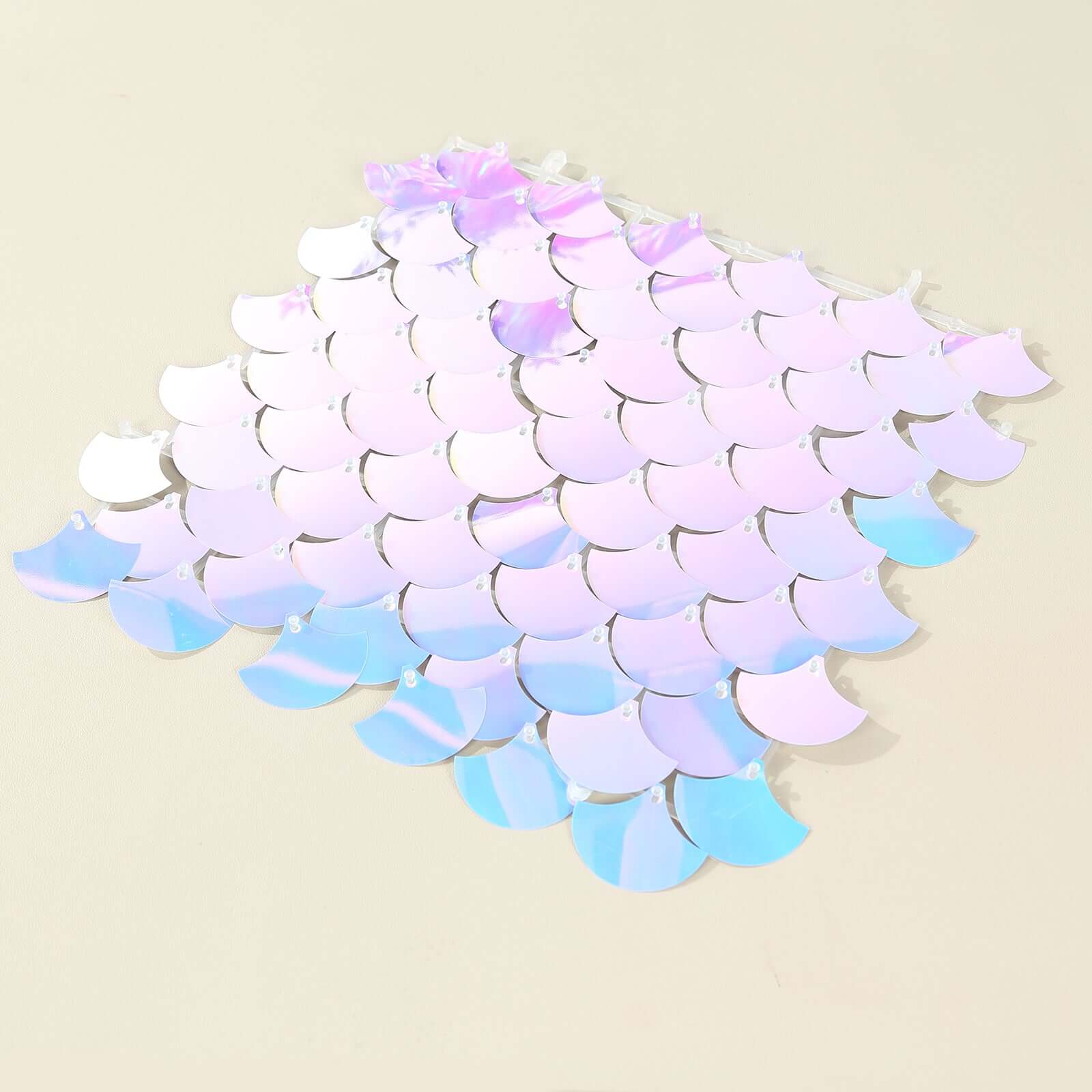 24sq.ft Shiny Iridescent Blue Sequin Shimmer Wall Photo Backdrop with Mermaid Scales Pattern, Party Wall Art DÃ©cor Panels - 24 Panels - Bell Racket Store