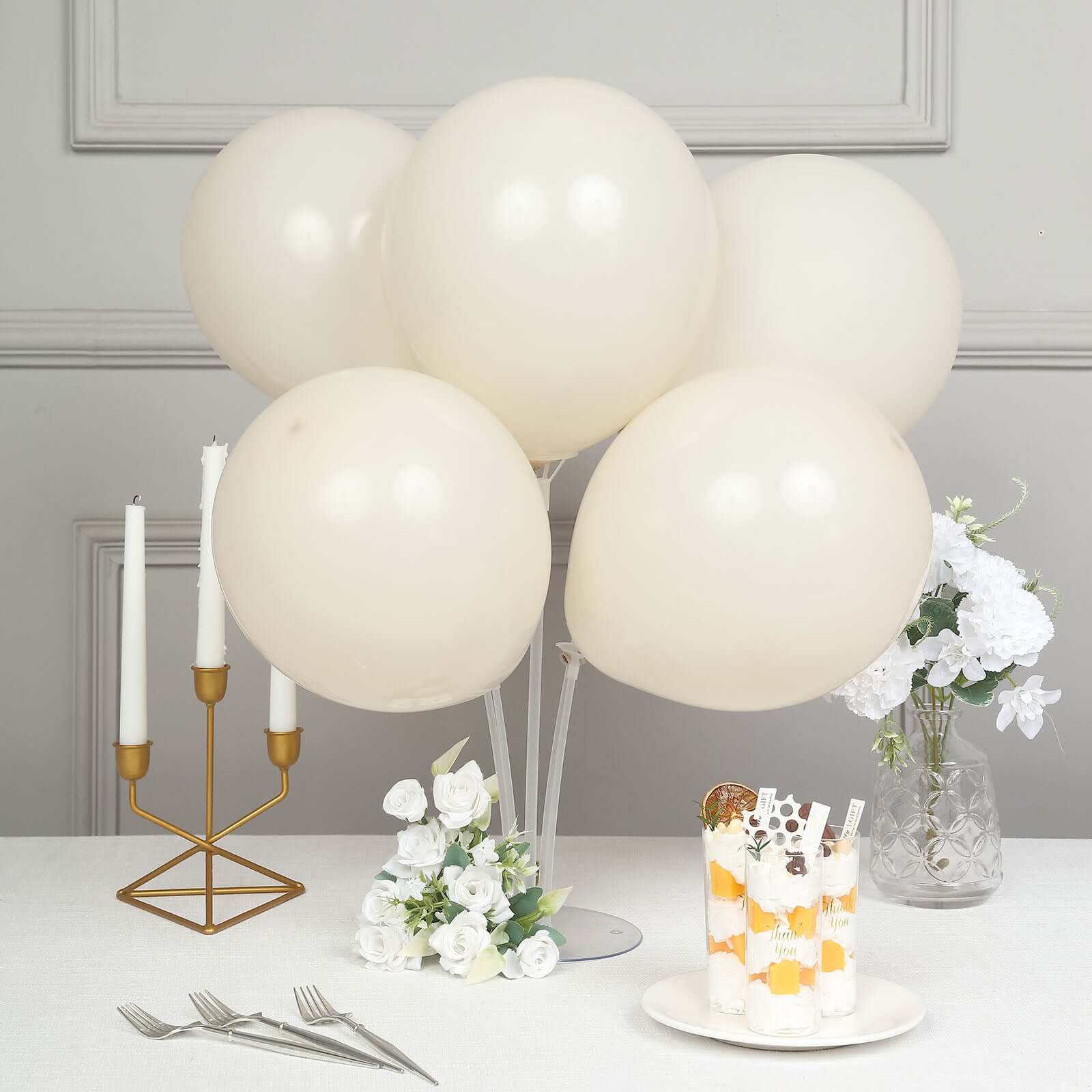 25 Pack 12" Matte Pastel Beige Helium Air Latex Party Balloons - Bell Racket Store