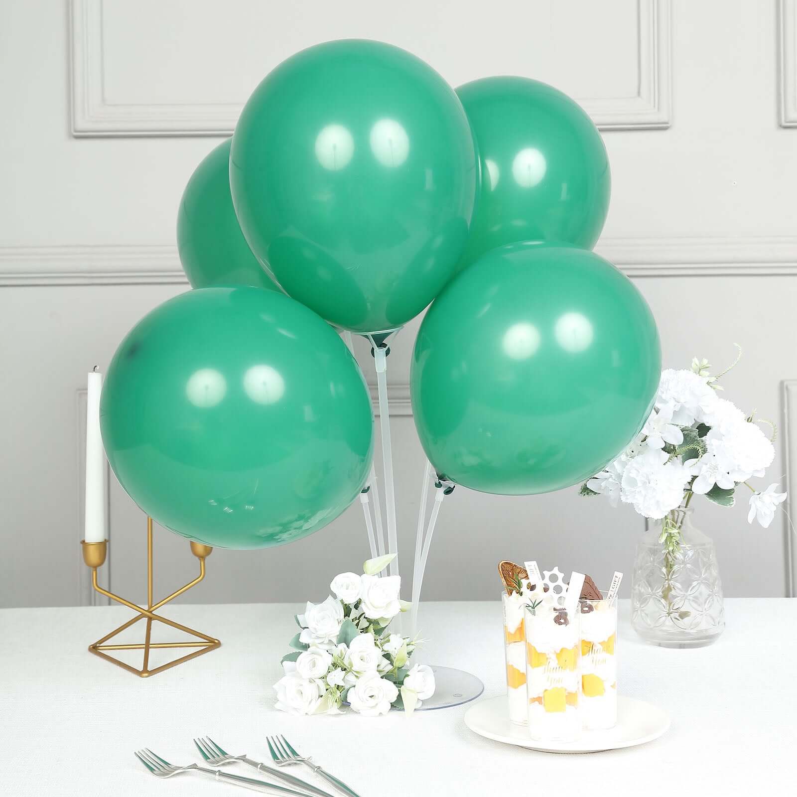 25 Pack 12" Matte Pastel Hunter Emerald Green Helium Air Latex Party Balloons - Bell Racket Store