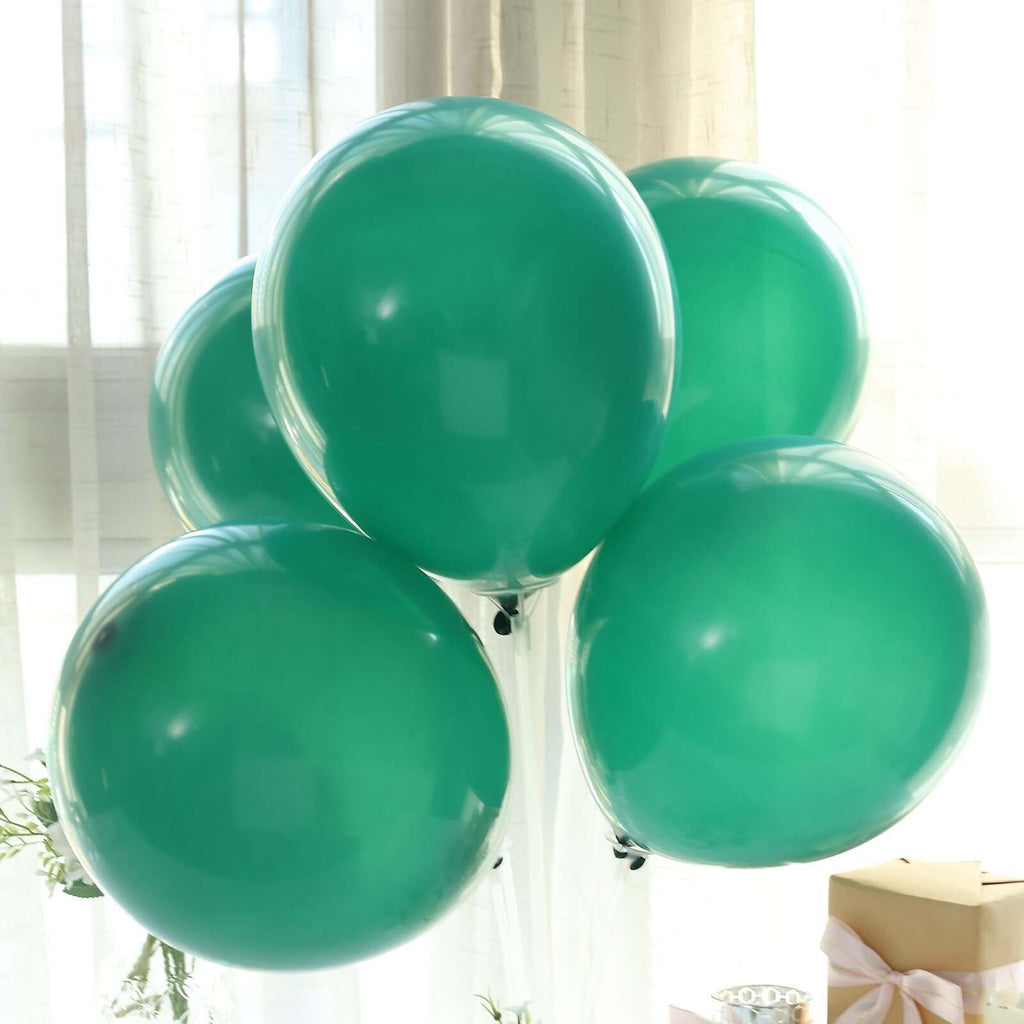 25 Pack 12" Matte Pastel Hunter Emerald Green Helium Air Latex Party Balloons - Bell Racket Store