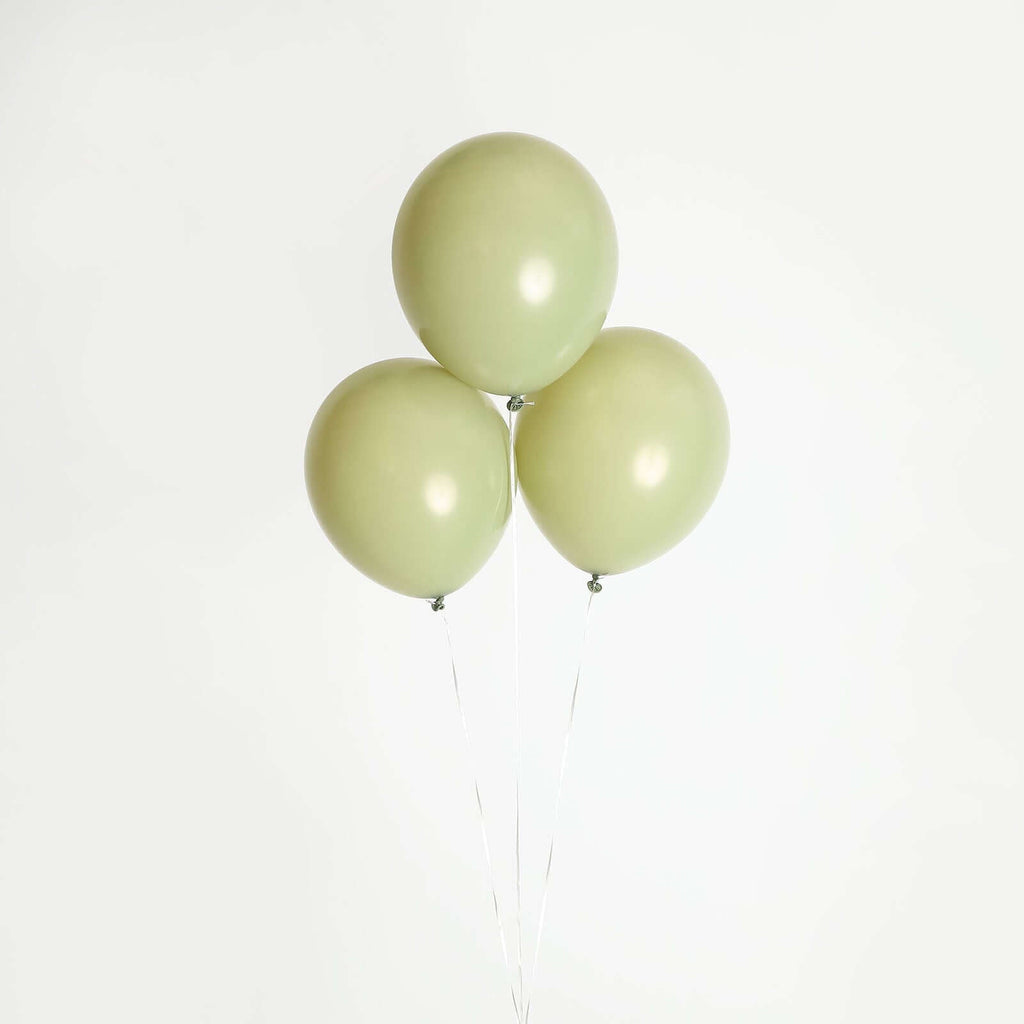 25 Pack 12" Matte Pastel Olive Green Helium Air Latex Party Balloons - Bell Racket Store