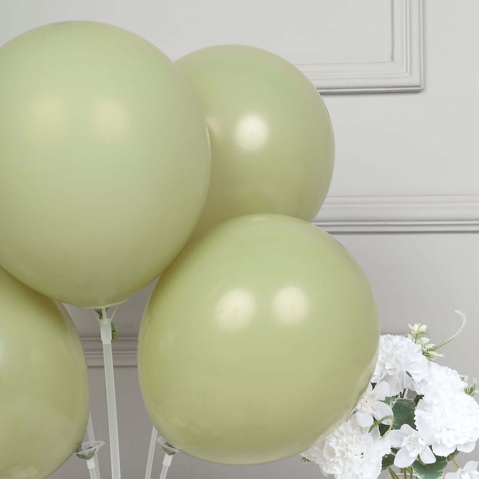 25 Pack 12" Matte Pastel Olive Green Helium Air Latex Party Balloons - Bell Racket Store