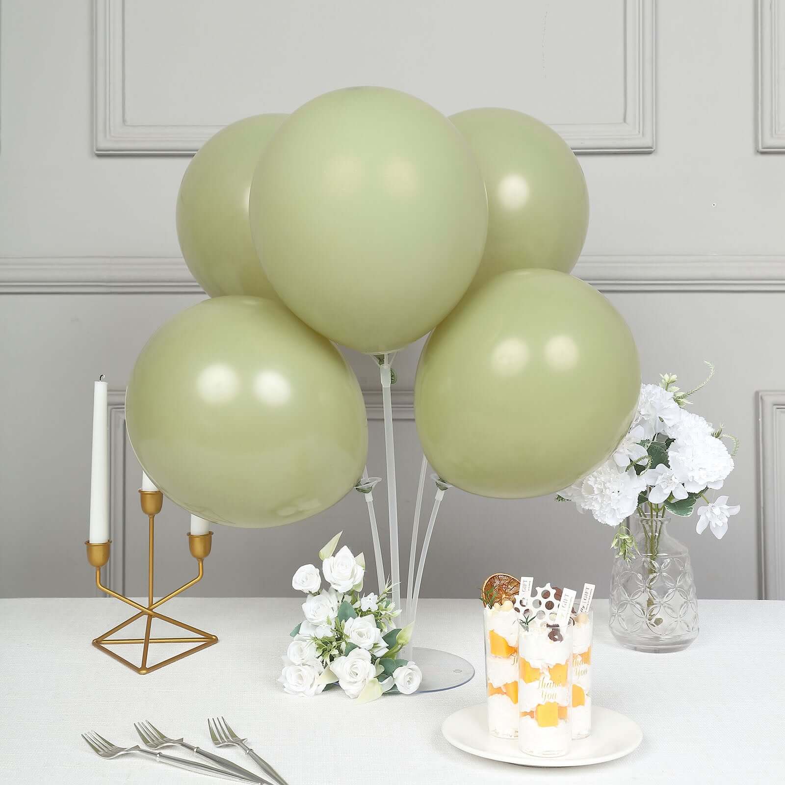 25 Pack 12" Matte Pastel Olive Green Helium Air Latex Party Balloons - Bell Racket Store