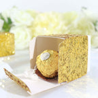 25 Pack 2" Gold Sequin Glitter Party Favor Boxes With White Ribbon Loop, Wedding Favor Gift Boxes, Candy Cases - Bell Racket Store