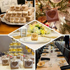 25 Pack 2.5" Rustic Wood Pattern Natural Brown Paper Candy Gift Boxes, Square Party Favor Boxes with Burlap Jute Twine and Love Heart Cut Out - Bell Racket Store