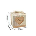 25 Pack 2.5" Rustic Wood Pattern Natural Brown Paper Candy Gift Boxes, Square Party Favor Boxes with Burlap Jute Twine and Love Heart Cut Out - Bell Racket Store