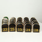 25 - Pack 7" Disposable Table Numbers, Black Free Standing Double Sided Table Number Place Cards with Metallic Gold Foil Numbers 1 - 25 - Bell Racket Store