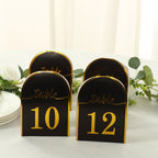 25 - Pack 7" Disposable Table Numbers, Black Free Standing Double Sided Table Number Place Cards with Metallic Gold Foil Numbers 1 - 25 - Bell Racket Store