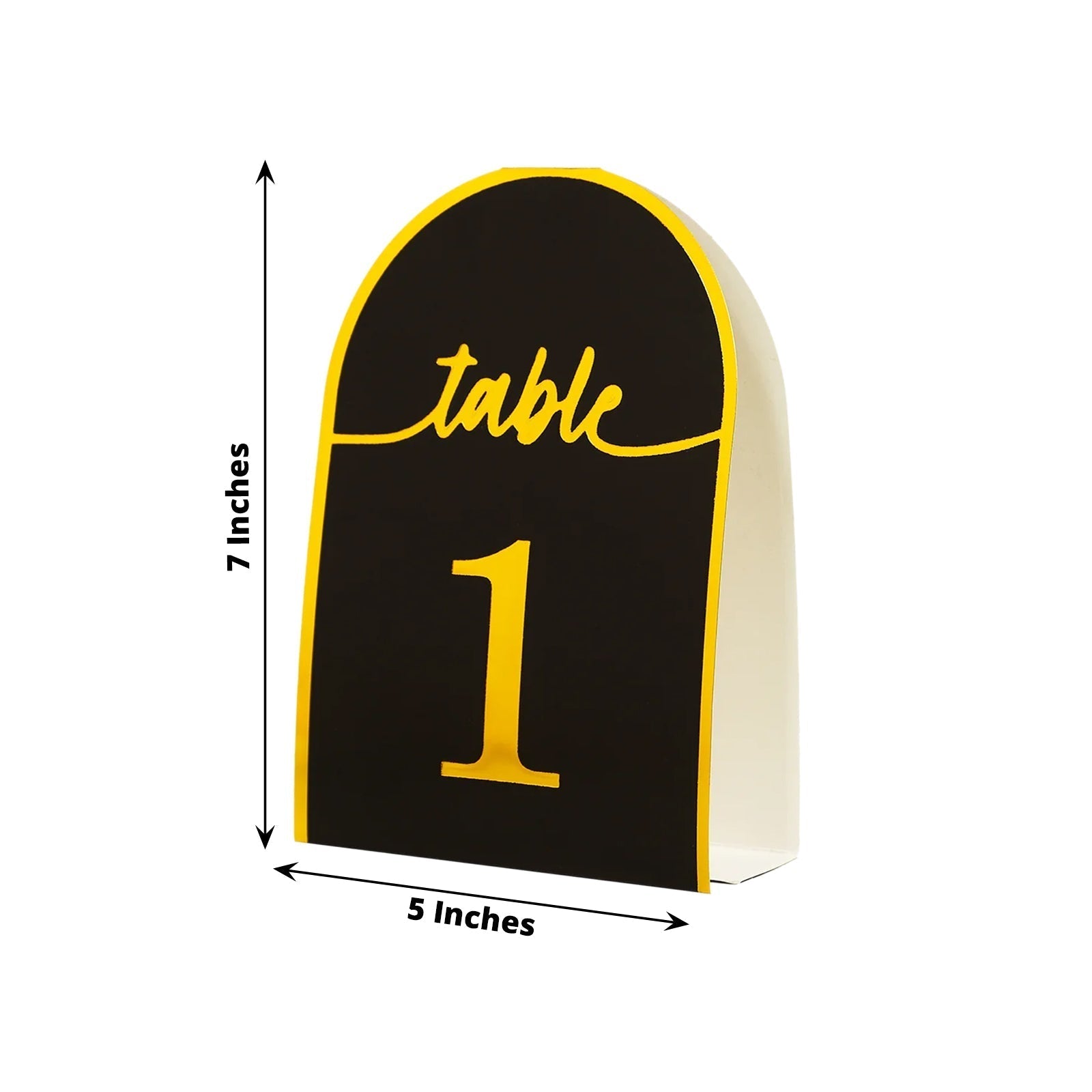 25 - Pack 7" Disposable Table Numbers, Black Free Standing Double Sided Table Number Place Cards with Metallic Gold Foil Numbers 1 - 25 - Bell Racket Store