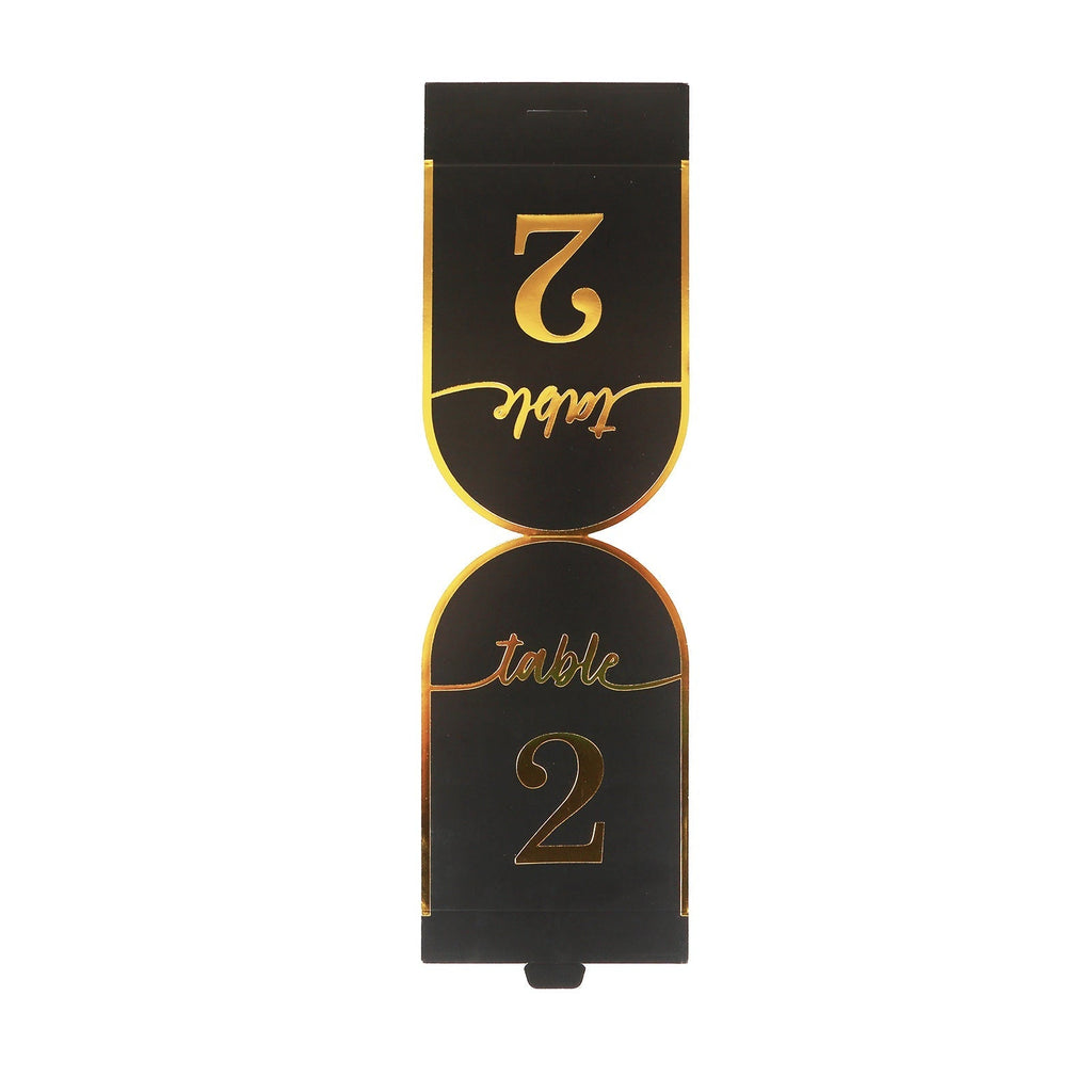 25 - Pack 7" Disposable Table Numbers, Black Free Standing Double Sided Table Number Place Cards with Metallic Gold Foil Numbers 1 - 25 - Bell Racket Store
