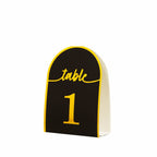 25 - Pack 7" Disposable Table Numbers, Black Free Standing Double Sided Table Number Place Cards with Metallic Gold Foil Numbers 1 - 25 - Bell Racket Store