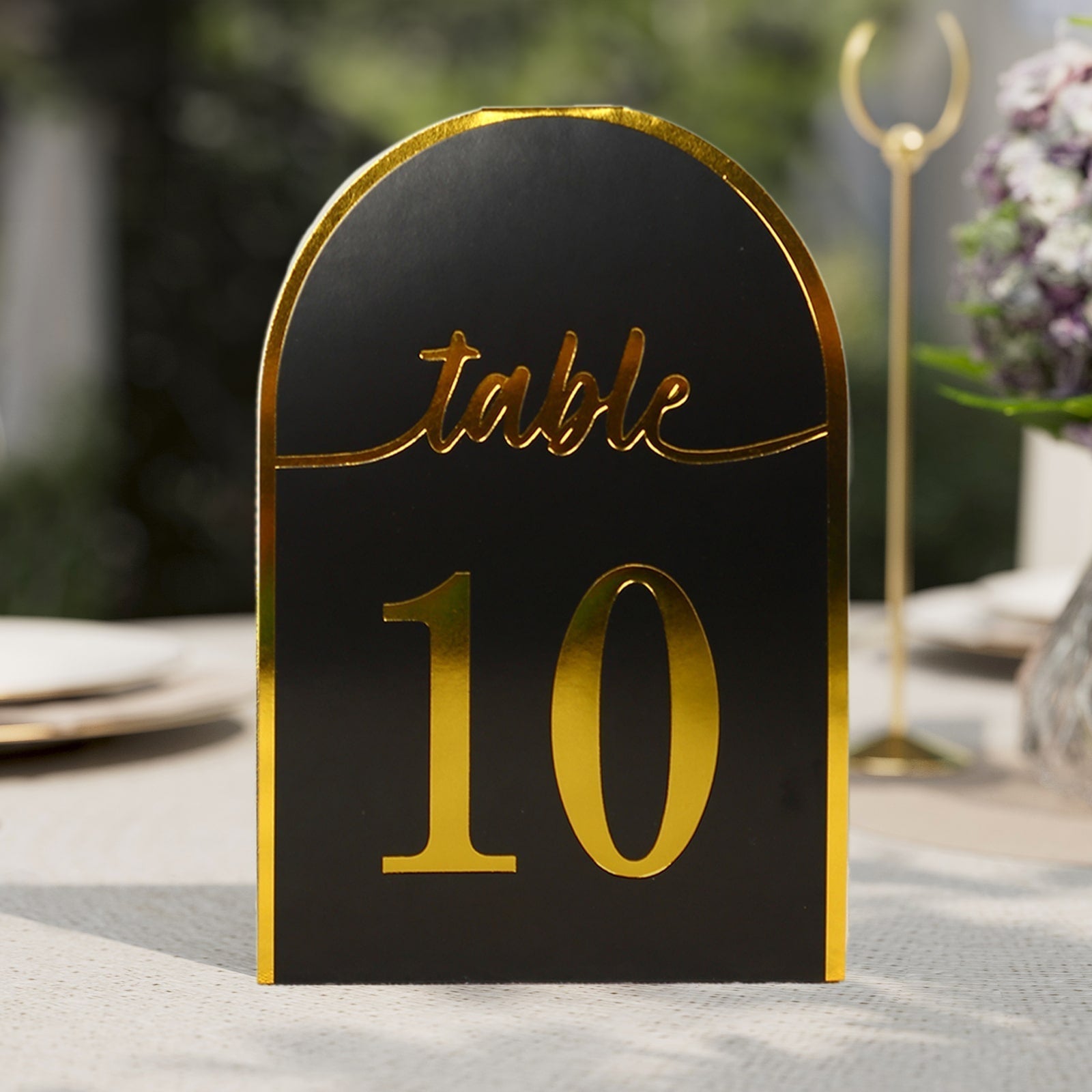 25 - Pack 7" Disposable Table Numbers, Black Free Standing Double Sided Table Number Place Cards with Metallic Gold Foil Numbers 1 - 25 - Bell Racket Store