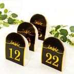25 - Pack 7" Disposable Table Numbers, Black Free Standing Double Sided Table Number Place Cards with Metallic Gold Foil Numbers 1 - 25 - Bell Racket Store