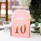 25 - Pack 7" Disposable Table Numbers, Blush Free Standing Double Sided Table Number Place Cards with Metallic Gold Foil Numbers 1 - 25 - Bell Racket Store
